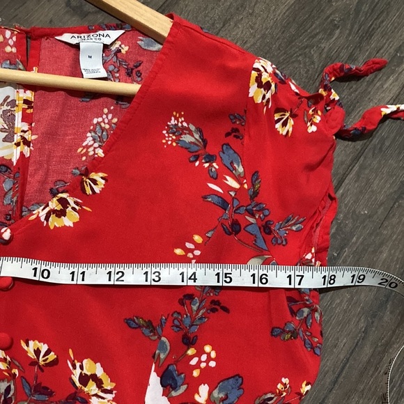 Arizona Jean Co. Sz M Red Dress with Flowers - Picture 7 of 8